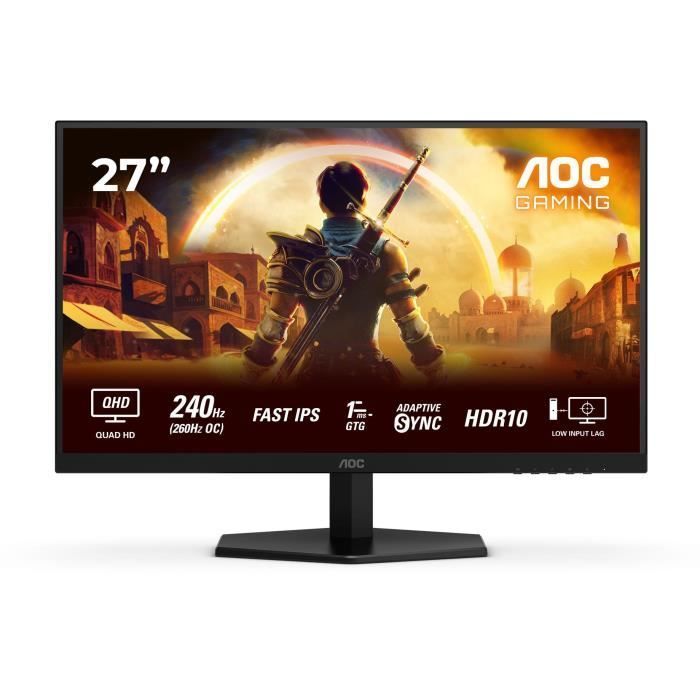 Ecran PC Gamer - AOC - 27'' - QHD - 260Hz (OC, 240Hz Native) - Fast IPS - 0,3ms - Q27G42ZE