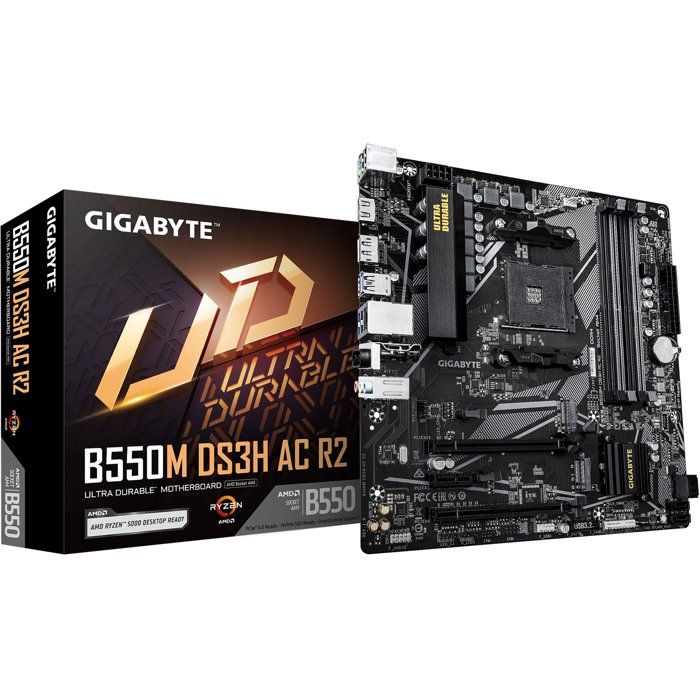Carte mere - GIGABYTE - B550M DS3H AC R2 - Format Micro-ATX - Chipset AMD B550 - DDR4 & PCIe 4.0 - WiFi AC