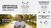 JELLICO - Écouteurs Sans Fil Bluetooth 5.1 – Intra-auriculaires AirBlue 3 TWS Pods | Blanc