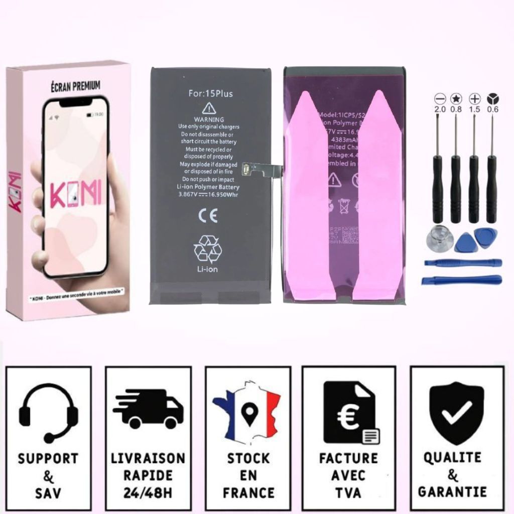 Batterie iPhone 15 Plus avec colle