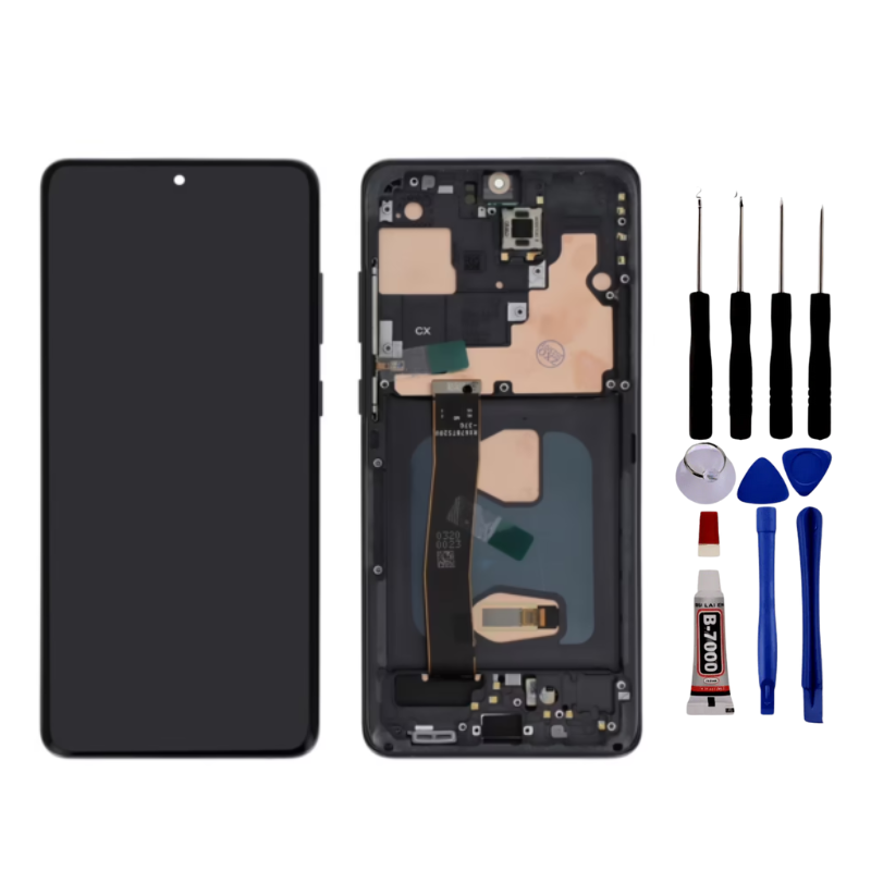 Écran Pour Samsung Galaxy S20 Ultra - LCD avec Châssis - Vitre Tactile + Outils – Noir