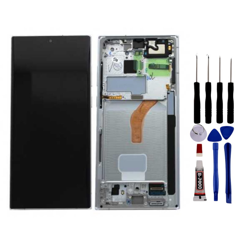 Écran pour Samsung Galaxy S22 Ultra - LCD avec Châssis - Vitre Tactile + Outils – Noir