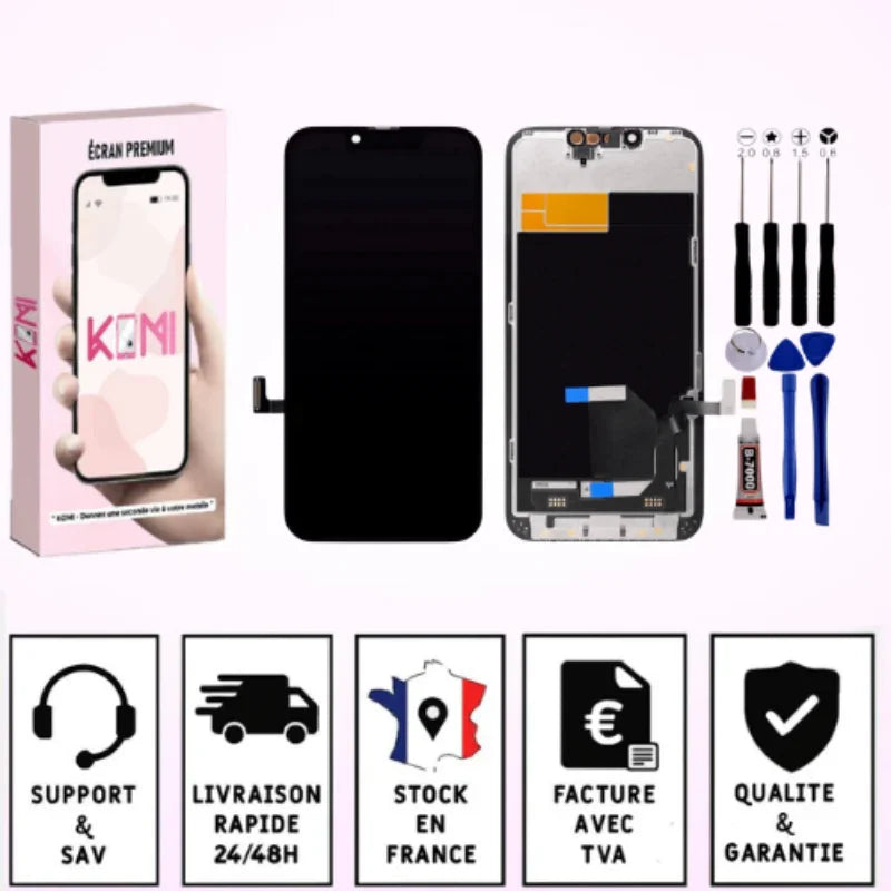 ECRAN POUR IPHONE 13 LCD & OLED +CHASSIS +OUTILS +ADHESIF NOIR