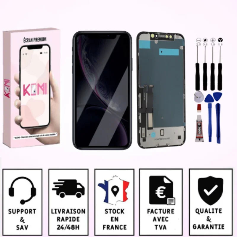 ECRAN POUR IPHONE XR LCD +CHASSIS +OUTILS +ADHESIF +COLLE