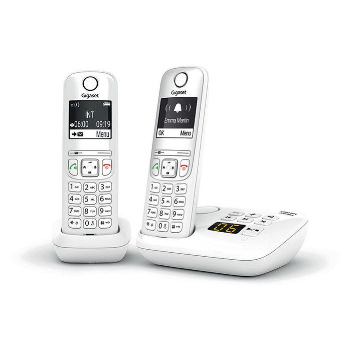 Téléphone Fixe AS690 A Duo Blanc - GIGASET - Sans fil - Répondeur 20 min - ID d'appelant - Mains libres
