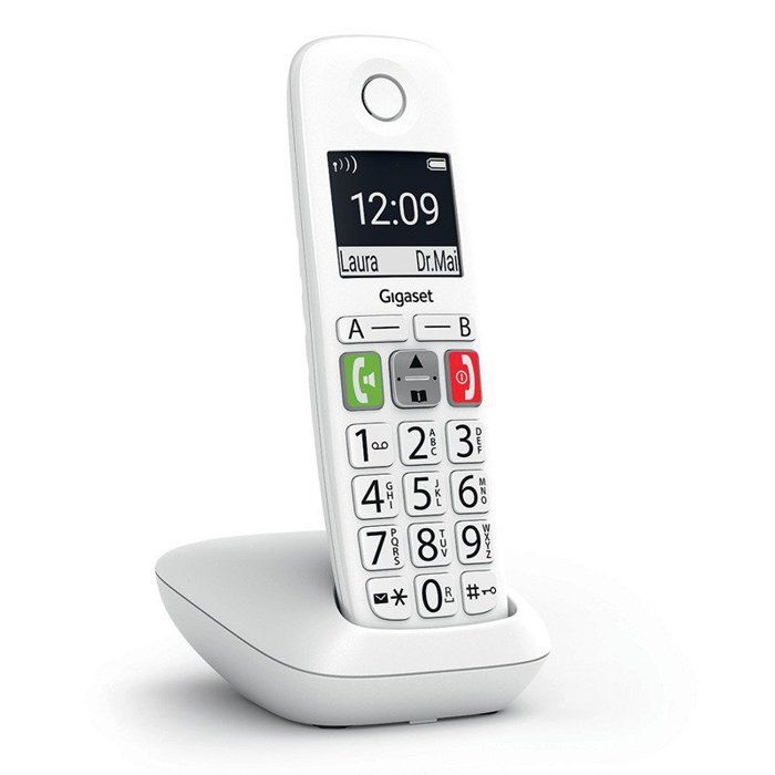 Téléphone Fixe GIGASET E290 Blanc - Grand écran et touches larges - Mode Audio Boost - Répertoire 150 contacts