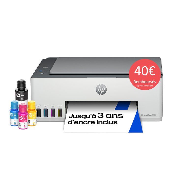 Imprimante Multifonction - HP - Smart Tank 5105 – Wi-Fi et Bluetooth - Réservoir d'encre – Couleurs