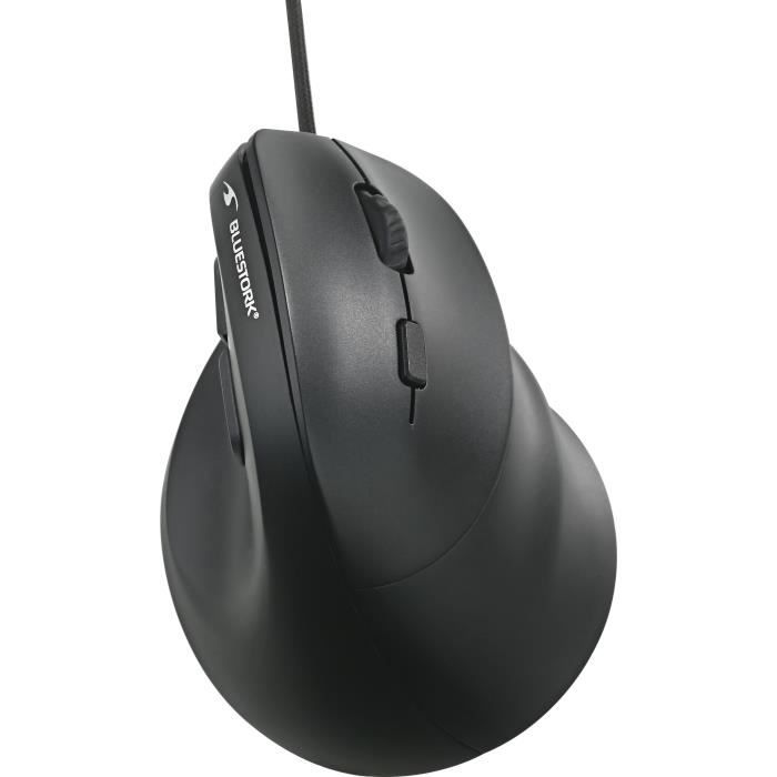 Souris filaire ergonomique verticale - Bluestork - ERGO LUMI FILAIRE - Prévention syndrome souris - Noir