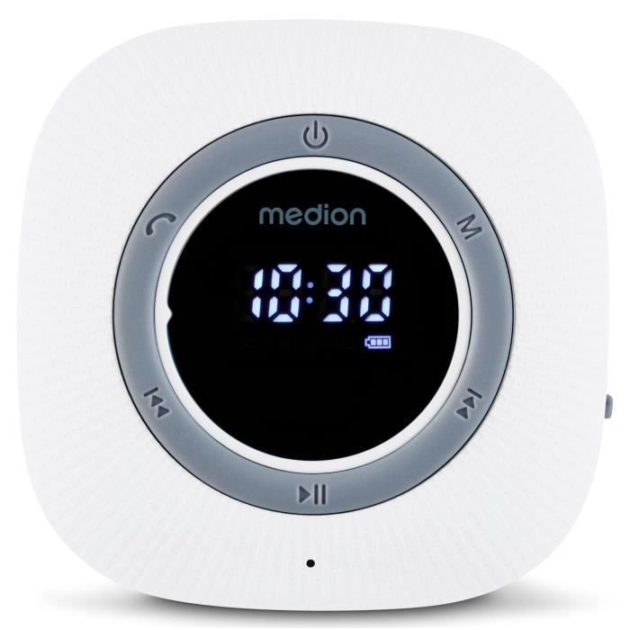 Radio de Douche - MEDION - FM - Bluetooth - IPX6 - Ventouse de fixation - Blanc