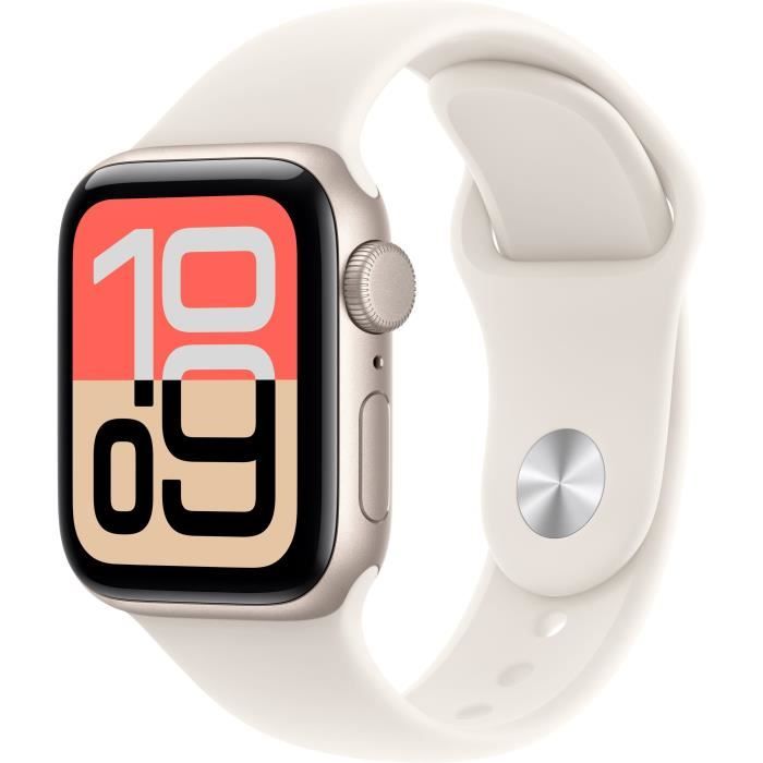 Apple Watch SE 3 GPS - 40mm - Boîtier Starlight Aluminium - Bracelet Starlight Sport Band - S/M