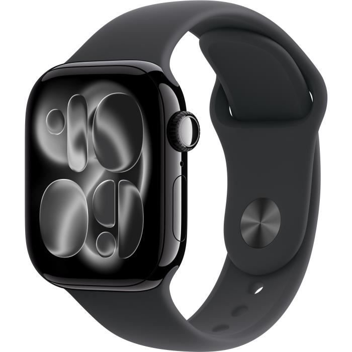 Apple Watch Series 11 GPS - 42mm - Boîtier Jet Black Aluminium - Bracelet Black Sport Band - S/M