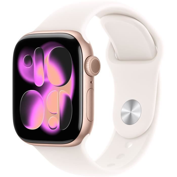 Apple Watch Series 11 GPS - 42mm - Boîtier Rose Gold Aluminium - Bracelet Light Blush Sport Band - M/L