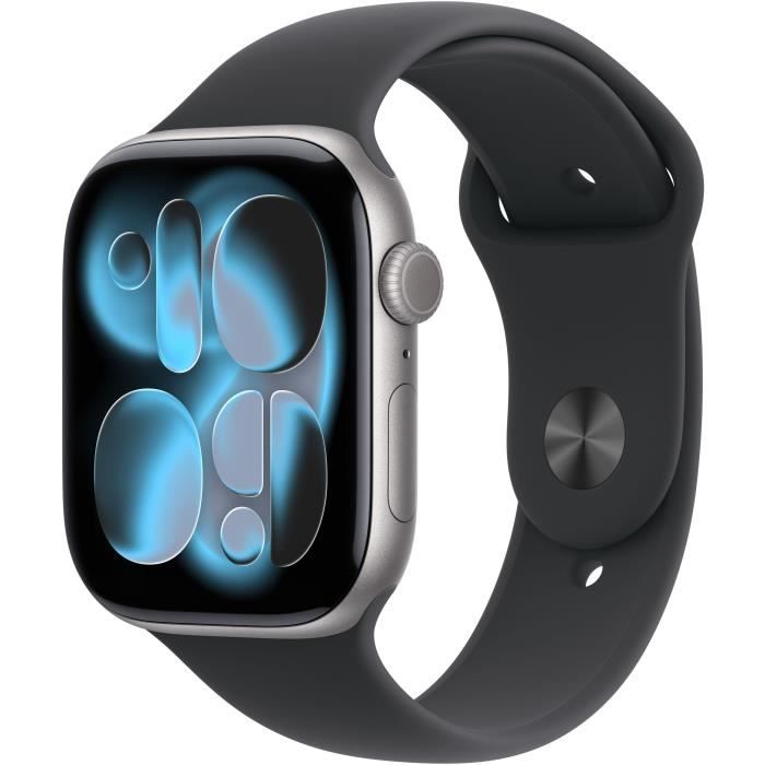 Apple Watch Series 11 GPS - 46mm - Boîtier Space Grey Aluminium - Bracelet Black Sport Band - S/M