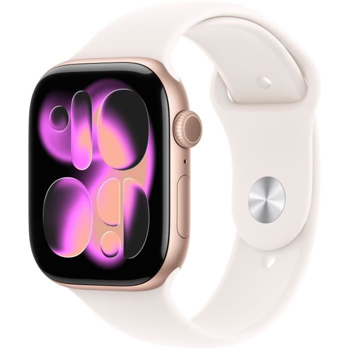 Apple Watch Series 11 GPS - 46mm - Boîtier Rose Gold Aluminium - Bracelet Light Blush Sport Band - M/L