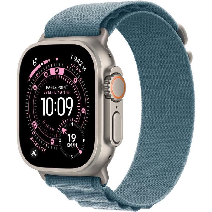 Apple Watch Ultra 3 GPS + Cellular - 49mm - Boîtier Natural Titanium - Bracelet Light Blue Alpine Loop - Small
