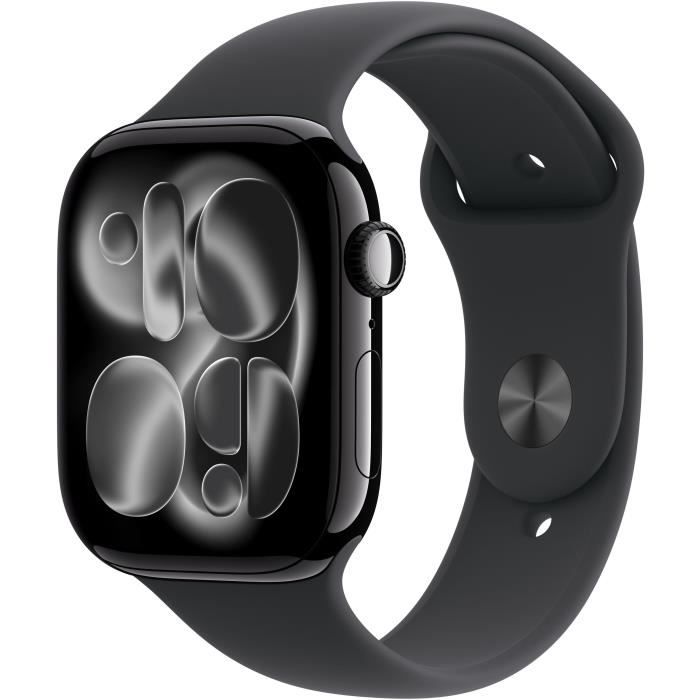 Apple Watch Series 11 GPS + Cellular - 46mm - Boîtier Jet Black Aluminium - Bracelet Black Sport Band - M/L