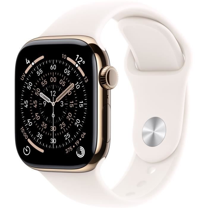 Apple Watch Series 11 GPS + Cellular - 46mm - Boîtier Gold Titanium - Bracelet Light Blush Sport Band - M/L