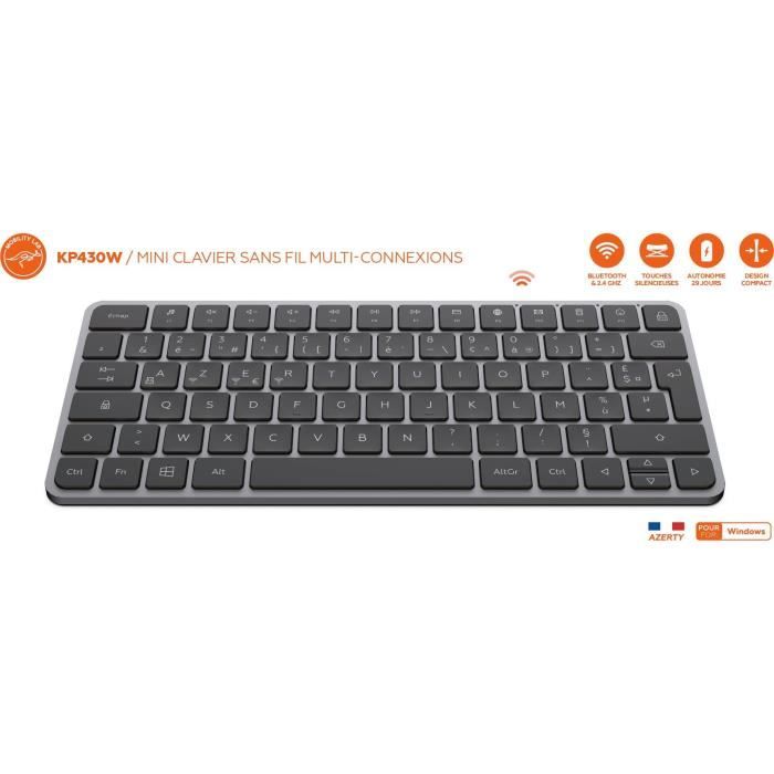 Clavier - Touches plates - MOBILITY LAB - KP430W - Mini - AZERTY - Sans rétroéclairage