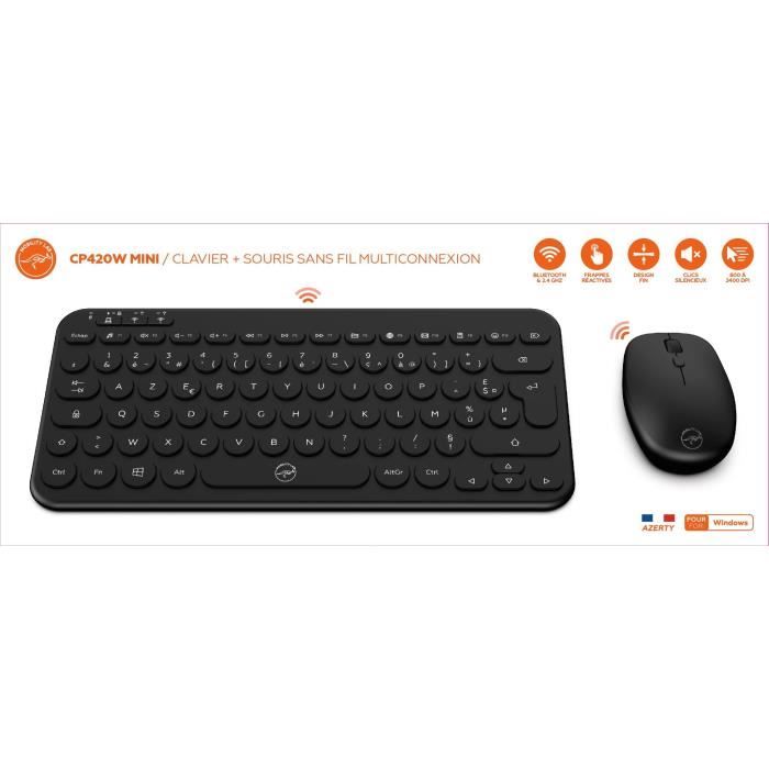 Ensemble clavier + souris - MOBILITY LAB - CP420W - Mini - USB 2,4 GHz + Bluetooth - AZERTY Compact