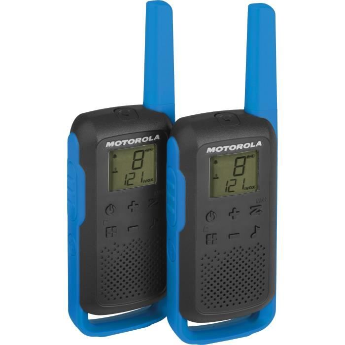 Talkie Walkie Radios MOTOROLA T62 PMR446 - Sans licence - Couplage simplifié - Bleu