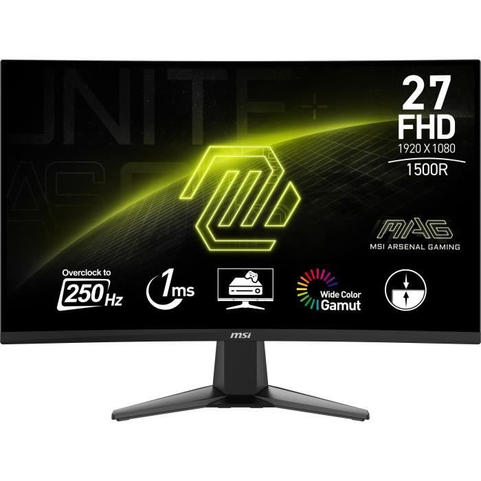 Ecran PC Gamer Incurvé - MSI - 27 - FHD - 250Hz - Dalle VA - 1ms - MAG 27C6X