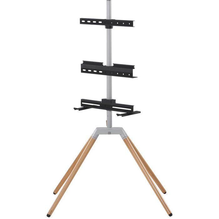 Quadpod TV Stand - ONE FOR ALL - Finition bois clair et métal - Orientable a 360° - Pour TV 32'' a 75'' - 35kg max
