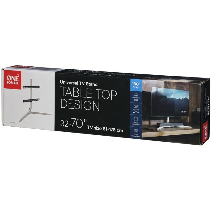 Support mural pour écran plat One For All sur pied pour meuble / TV Stand Design Table Top - Light/Silver - Orientable 180 - VESA