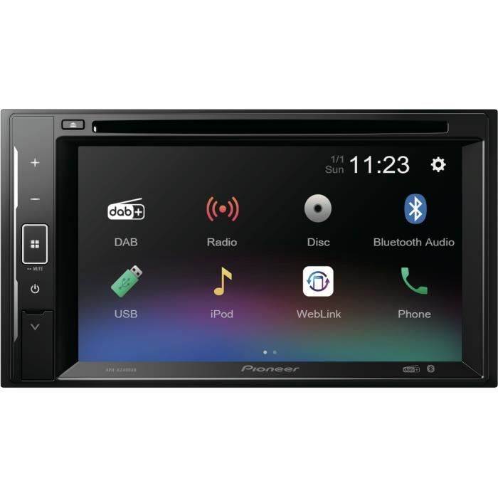 Autoradio multimédia - PIONEER - Ecran 6,2- 2DIN - DVD - DAB - USB - Entrée caméra de recul