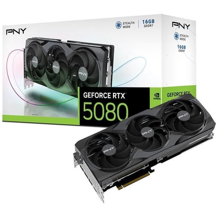 PNY - Carte graphique - GEFORCE RTX 5080 - 16 Go - Triple Fan DLSS 4
