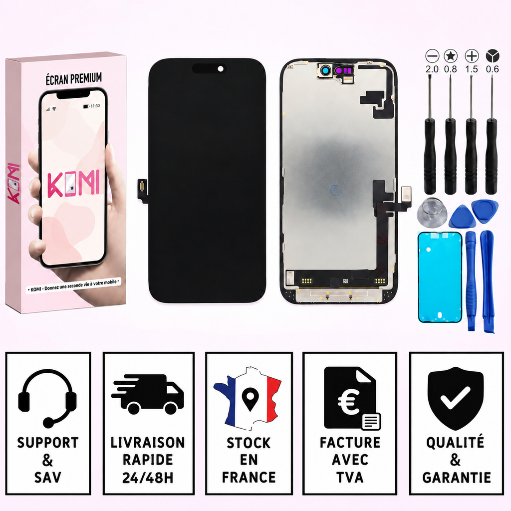 Écran pour iPhone 16 – OLED – Kit outils + adhésif inclus