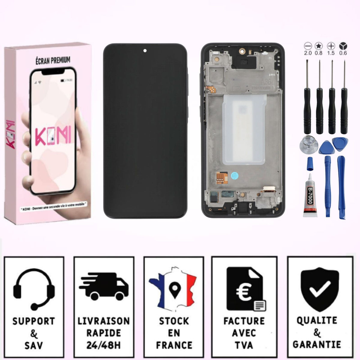 Écran Galaxy A36 5G LCD avec châssis