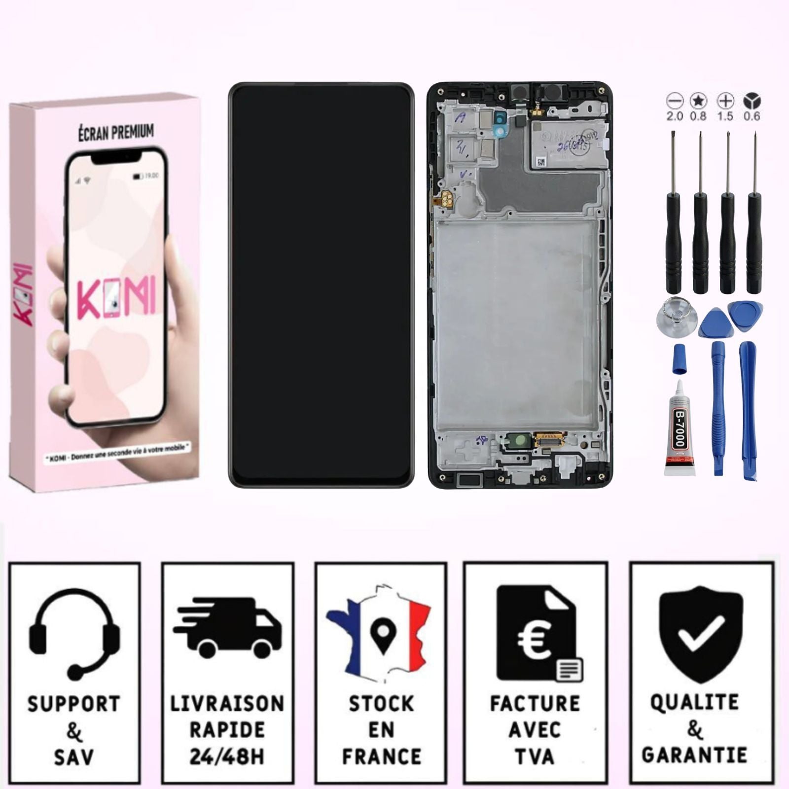 Écran Samsung Galaxy A42 5G LCD Noir avec châssis