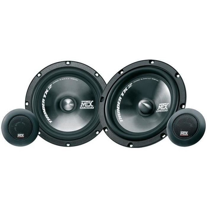 MTX TX265S Haut-parleurs voiture Kit 2 voies 16,5cm 65W RMS 4O tweeter nŽodyme 25mm d™me soie membrane polypropylene