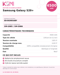 Fiche produit KOMI - Batterie Samsung S20+