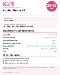 Fiche produit KOMI - Batterie iPhone XR