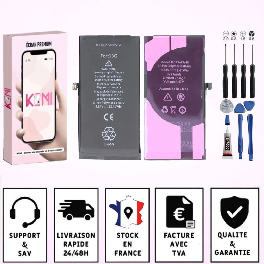 Batterie iPhone 13 avec badges garantie