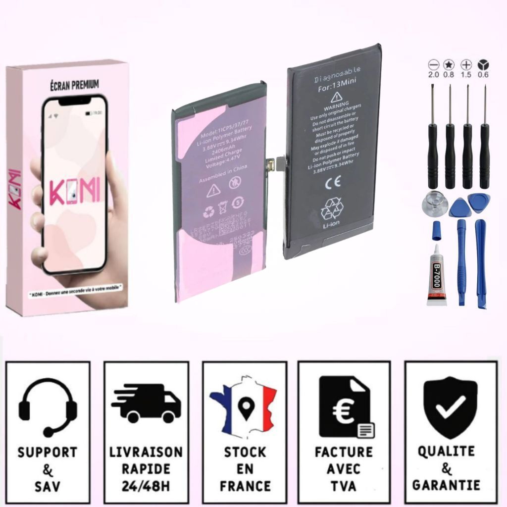 Batterie iPhone 13 Mini avec badges garantie