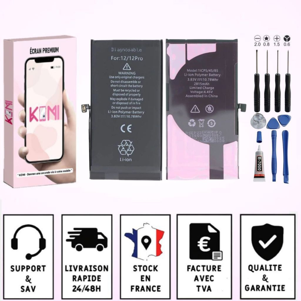 Batterie iPhone 12/12 Pro avec badges garantie