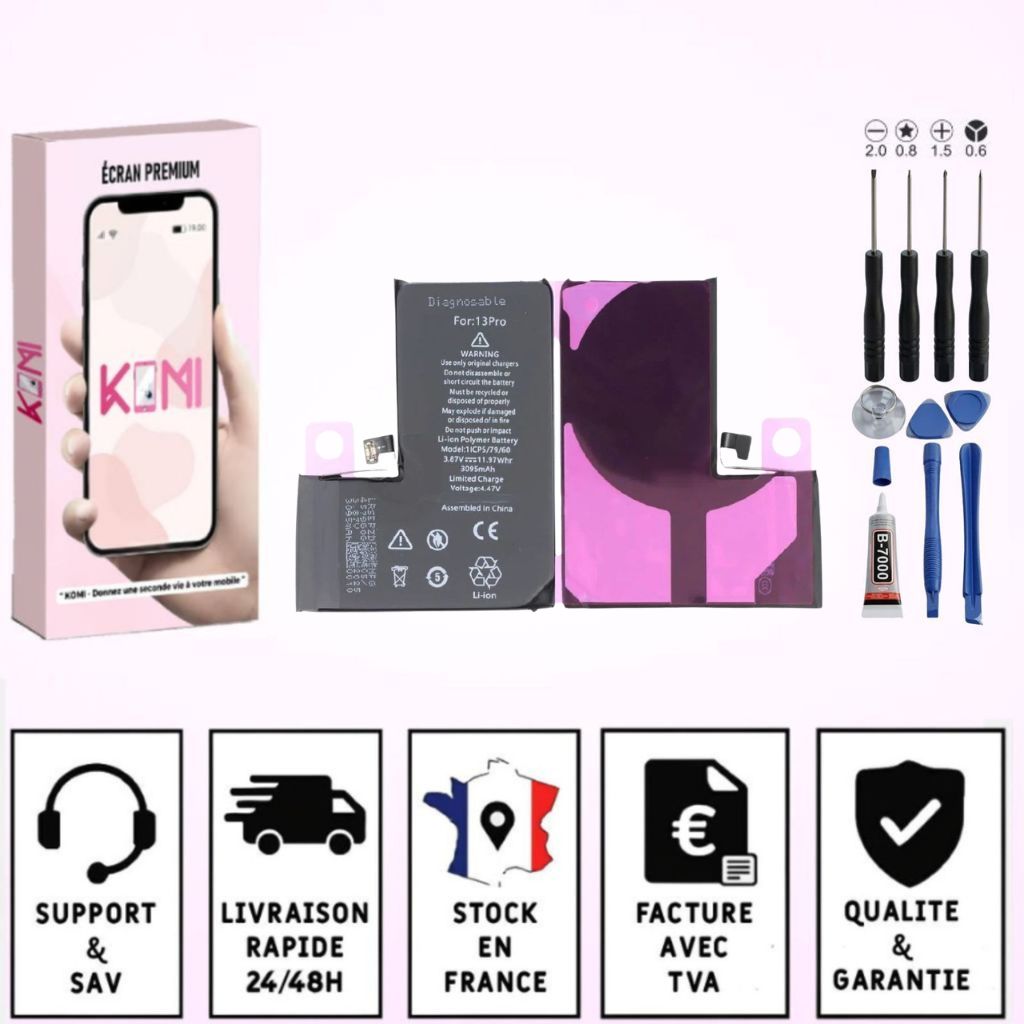 Batterie iPhone 13 Pro avec badges garantie