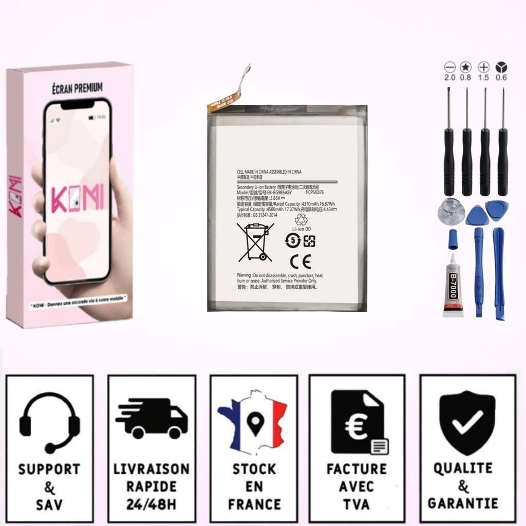 Batterie Samsung Galaxy S20+ avec badges garantie
