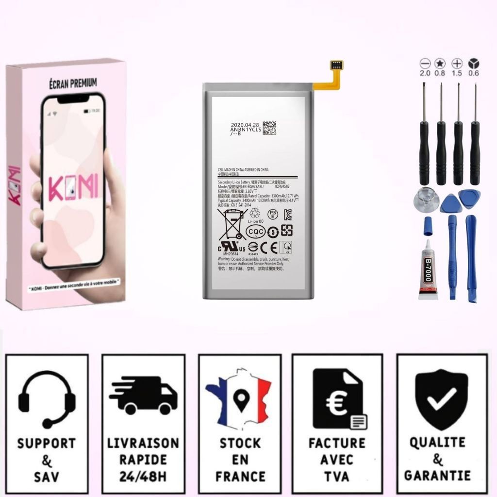 Batterie Samsung Galaxy S10 avec badges garantie