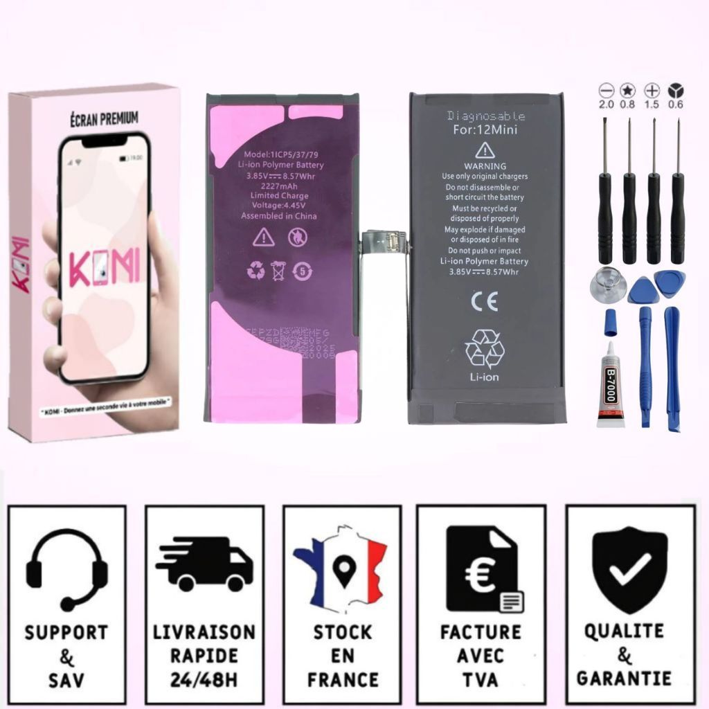 Batterie iPhone 12 Mini avec badges garantie