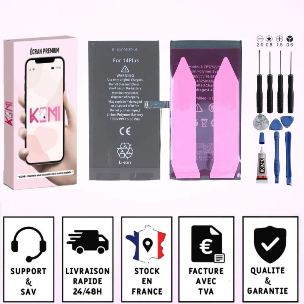 Batterie iPhone 14 Plus avec badges garantie