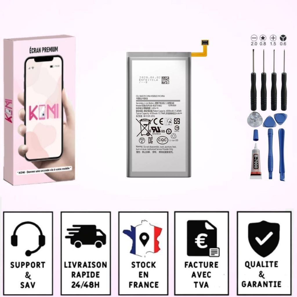 Batterie Samsung Galaxy S10+ avec badges garantie