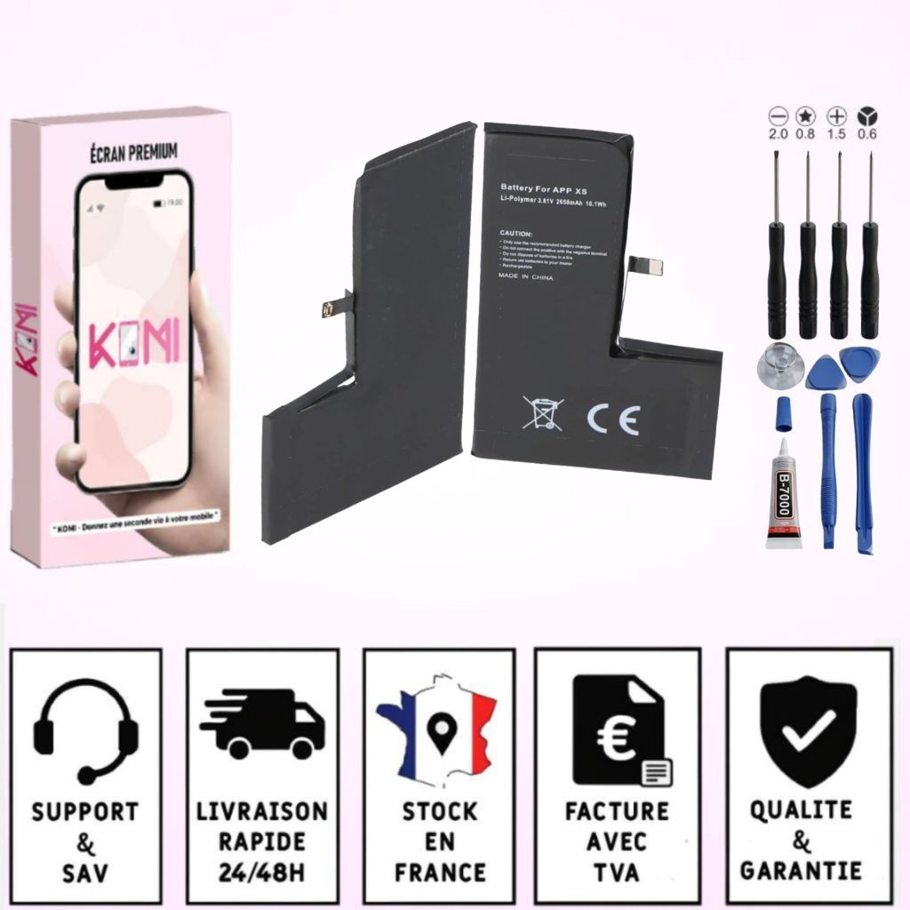 Batterie iPhone XS avec badges garantie