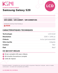 Fiche produit KOMI - Écran Samsung Galaxy S20 LCD