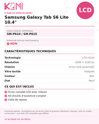 Fiche produit KOMI - Écran Samsung Galaxy Tab S6 Lite LCD