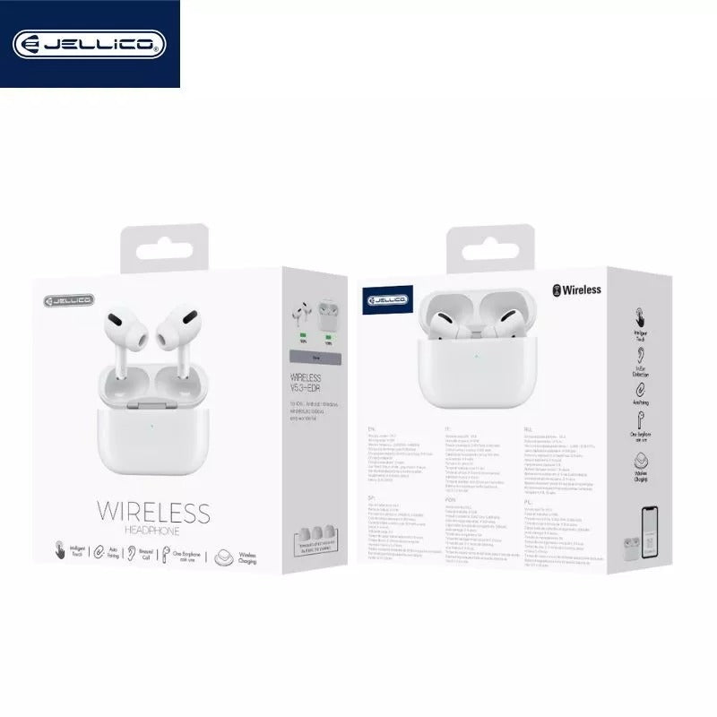 JELLICO - Écouteurs Sans Fil Bluetooth AirBlue Pro 2 – Intra-auriculaires TWS avec Boîtier de Recharge  Pods | Blanc