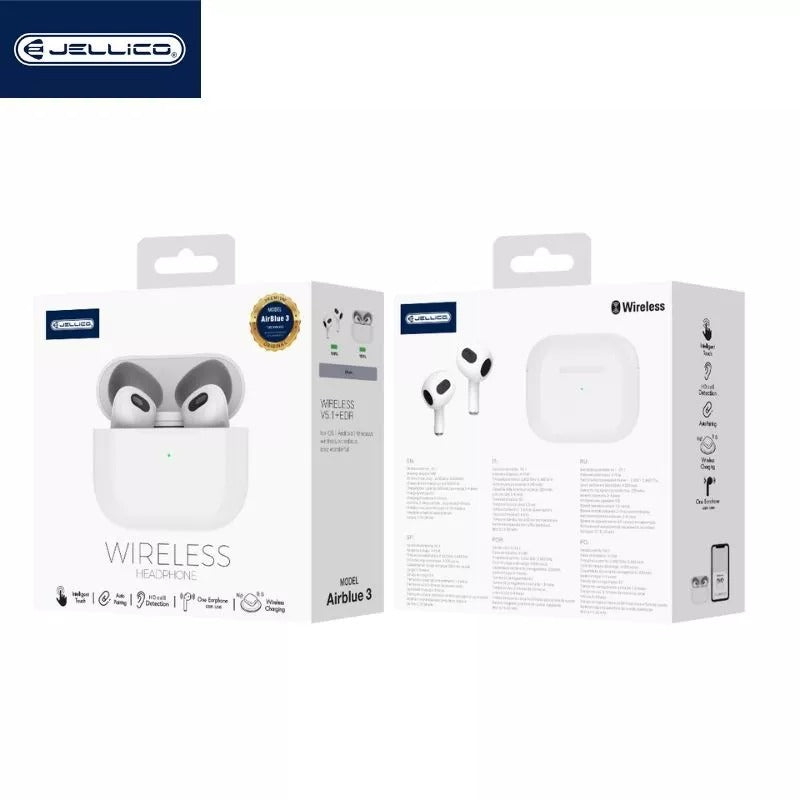 JELLICO - Écouteurs Sans Fil Bluetooth 5.1 – Intra-auriculaires AirBlue 3 TWS Pods | Blanc