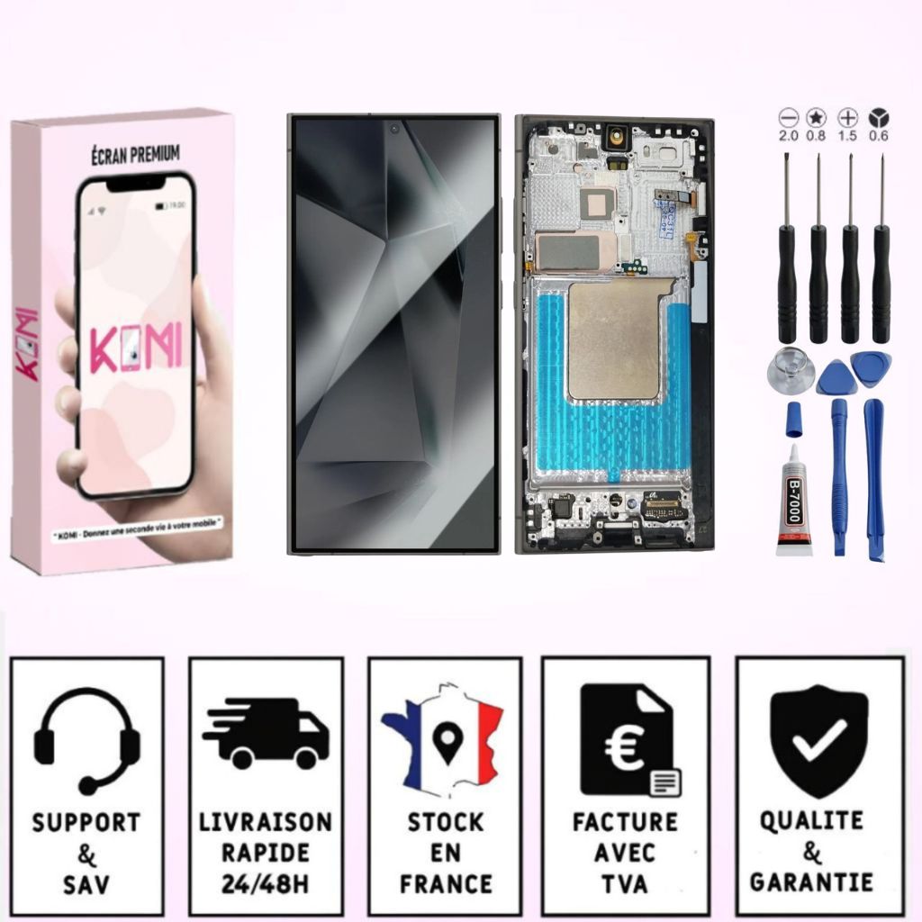 Écran pour Samsung Galaxy S24 Ultra – OLED – Kit outils + adhésif inclus